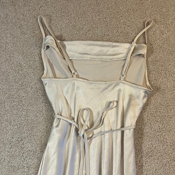 Champagne satin midi dress cowl neck, glam night out new year's - Picture 6 of 10